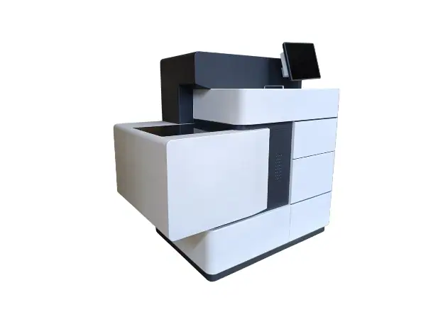 Diagnostic workstation plastic prototype manufactured with CNC plastic machining and cosmetic finishing for healthcare product validation.