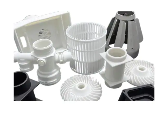 Rapid plastic prototype parts produced by 3D printing.