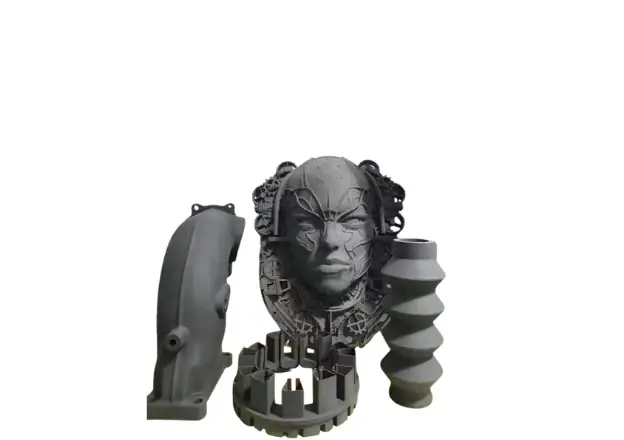 SLA printed plastic parts for rapid prototyping.