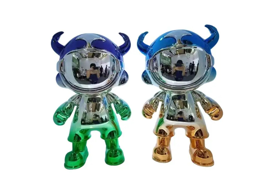 Electroplated plastic prototype models with metallic surface finish.