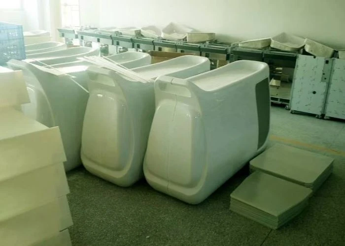 Large plastic prototype parts prepared for machining and finishing.