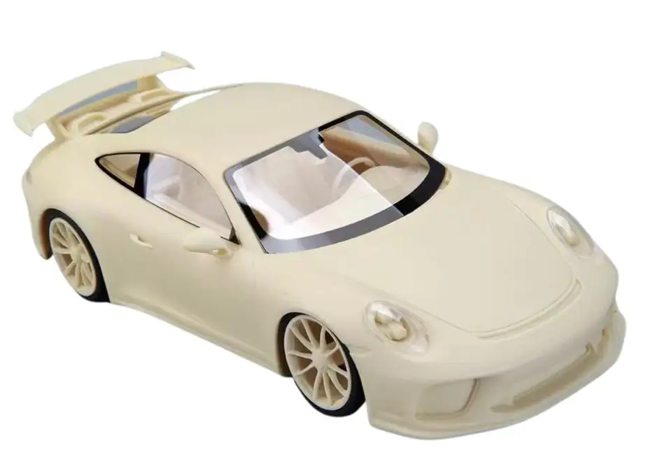 Plastic prototype with natural material surface finish.