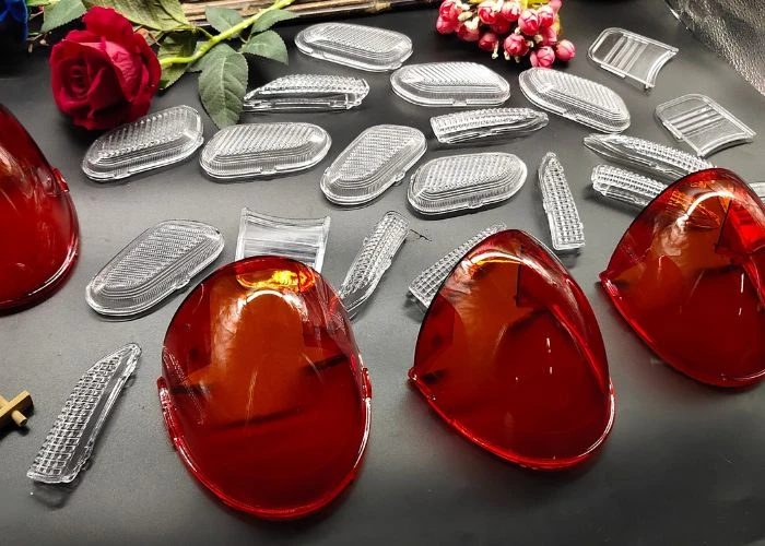 Transparent plastic prototype parts for appearance validation.