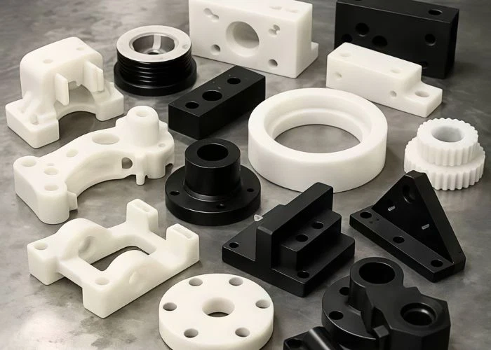 Various custom CNC machined engineering plastic components, precision plastic parts manufactured by computer numerical control machining