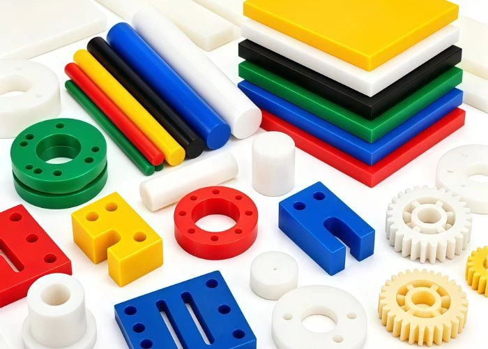 Green red yellow white blue colorful plastic parts display for industrial material case study
