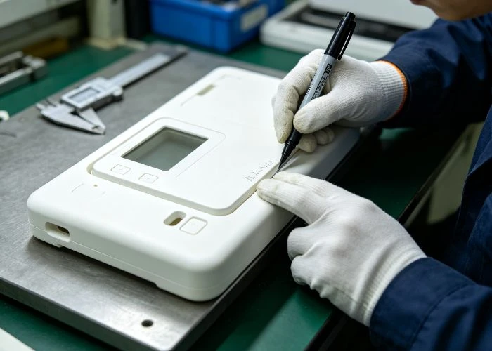 Complete assembly of plastic prototype parts for product validation.