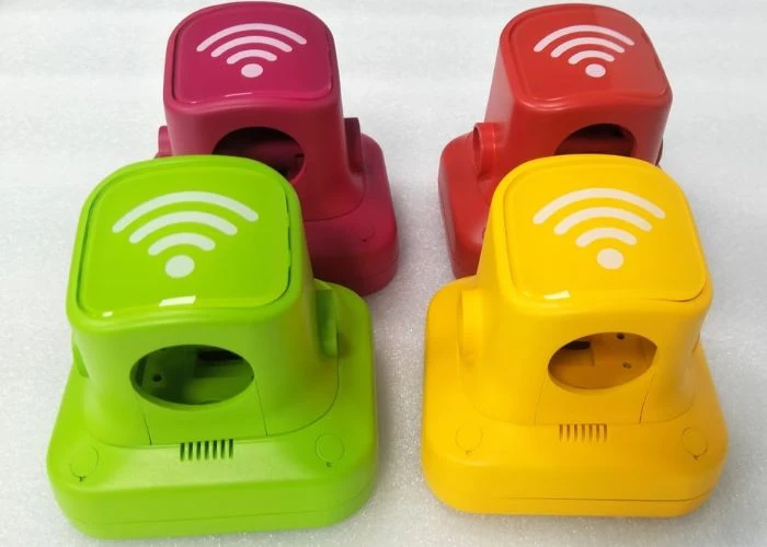 Color-painted plastic prototype parts with cosmetic finishes.