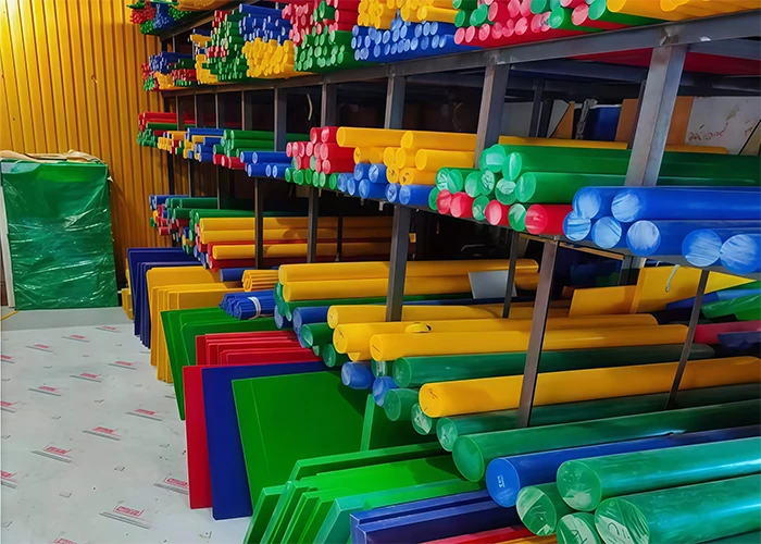 Colored POM plastic rods and sheets used for machining custom plastic components